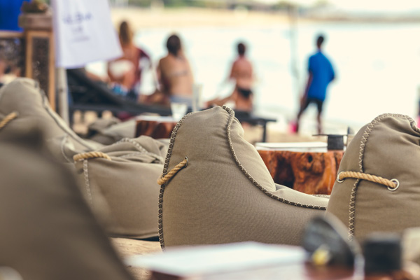 Empty beanbags on Seminyak beach