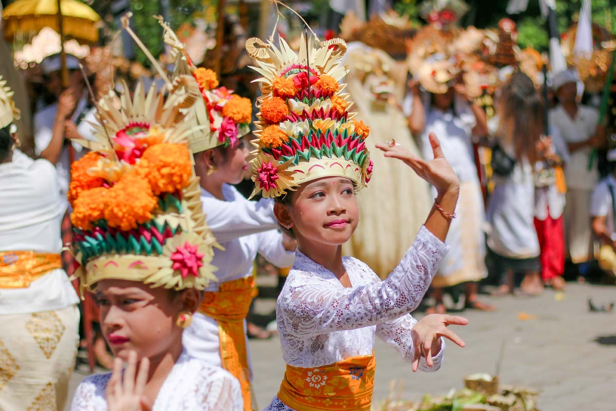 Bali Kids Dancing in The Village Temple