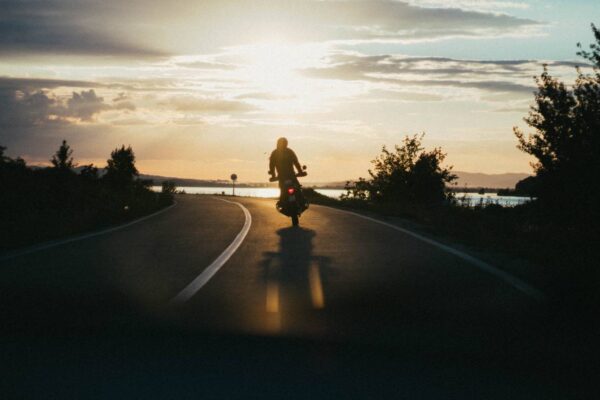 motorbike road sunset bali